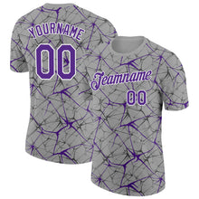 Load image into Gallery viewer, Custom Gray Purple-White Abstract Network Crackle Performance T-Shirt
