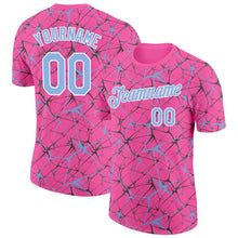 Загрузить изображение в средство просмотра галереи, Custom Pink Light Blue Gray-White Abstract Network Crackle Performance T-Shirt
