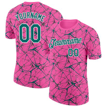 Charger l'image dans la galerie, Custom Pink Teal Gray-White Abstract Network Crackle Performance T-Shirt
