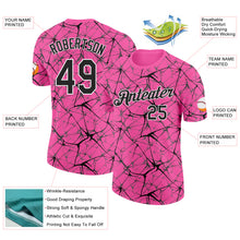 Load image into Gallery viewer, Custom Pink Black Gray-White Abstract Network Crackle Performance T-Shirt
