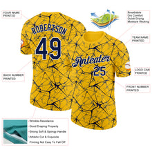 Charger l'image dans la galerie, Custom Yellow Navy Gray-White Abstract Network Crackle Performance T-Shirt
