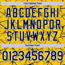 Charger l'image dans la galerie, Custom Yellow Navy Gray-White Abstract Network Crackle Performance T-Shirt
