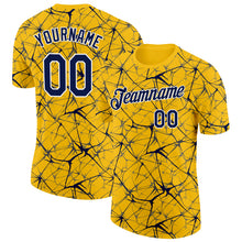 Charger l'image dans la galerie, Custom Yellow Navy Gray-White Abstract Network Crackle Performance T-Shirt
