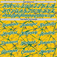 Загрузить изображение в средство просмотра галереи, Custom Yellow Kelly Green Gray-White Abstract Network Crackle Performance T-Shirt

