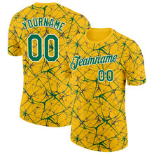 Загрузить изображение в средство просмотра галереи, Custom Yellow Kelly Green Gray-White Abstract Network Crackle Performance T-Shirt

