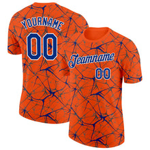Laden Sie das Bild in den Galerie-Viewer, Custom Orange Royal Gray-White Abstract Network Crackle Performance T-Shirt
