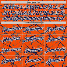 Laden Sie das Bild in den Galerie-Viewer, Custom Orange Navy Gray-White Abstract Network Crackle Performance T-Shirt
