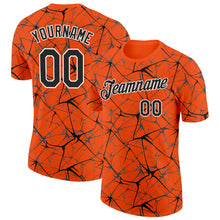 Загрузить изображение в средство просмотра галереи, Custom Orange Black Gray-White Abstract Network Crackle Performance T-Shirt
