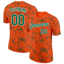Laden Sie das Bild in den Galerie-Viewer, Custom Orange Kelly Green Gray-White Abstract Network Crackle Performance T-Shirt
