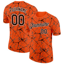 Загрузить изображение в средство просмотра галереи, Custom Orange Brown Gray-White Abstract Network Crackle Performance T-Shirt
