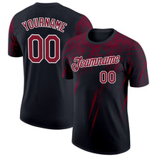 Charger l'image dans la galerie, Custom Black Crimson-White Distressed Scratch Brush Stroke Performance T-Shirt
