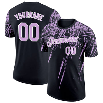 Custom Black Light Purple-White Distressed Scratch Brush Stroke Performance T-Shirt