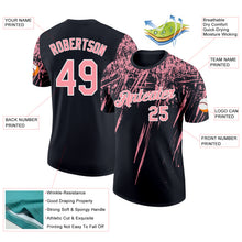 Laden Sie das Bild in den Galerie-Viewer, Custom Black Medium Pink-White Distressed Scratch Brush Stroke Performance T-Shirt
