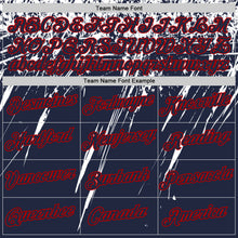 Laden Sie das Bild in den Galerie-Viewer, Custom Navy White-Red Distressed Scratch Brush Stroke Performance T-Shirt

