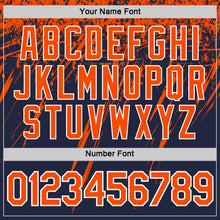 Load image into Gallery viewer, Custom Navy Orange-White Distressed Scratch Brush Stroke Performance T-Shirt
