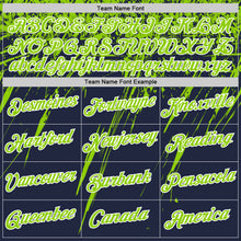Charger l'image dans la galerie, Custom Navy Neon Green-White Distressed Scratch Brush Stroke Performance T-Shirt
