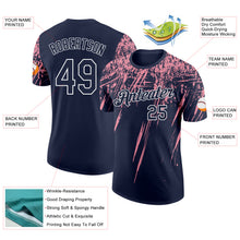Load image into Gallery viewer, Custom Navy Medium Pink-White Distressed Scratch Brush Stroke Performance T-Shirt
