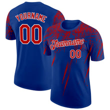 Charger l'image dans la galerie, Custom Royal Red-White Distressed Scratch Brush Stroke Performance T-Shirt
