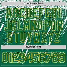 Charger l'image dans la galerie, Custom Kelly Green White-Yellow Distressed Scratch Brush Stroke Performance T-Shirt

