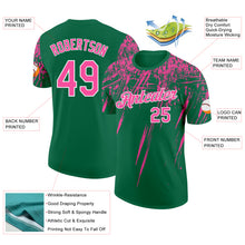 Загрузить изображение в средство просмотра галереи, Custom Kelly Green Pink-White Distressed Scratch Brush Stroke Performance T-Shirt

