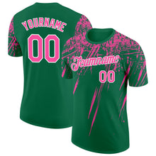 Загрузить изображение в средство просмотра галереи, Custom Kelly Green Pink-White Distressed Scratch Brush Stroke Performance T-Shirt

