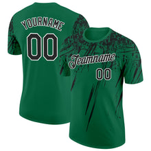 Charger l'image dans la galerie, Custom Kelly Green Black-White Distressed Scratch Brush Stroke Performance T-Shirt
