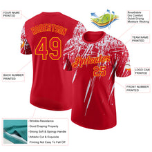 Laden Sie das Bild in den Galerie-Viewer, Custom Red White-Yellow Distressed Scratch Brush Stroke Performance T-Shirt

