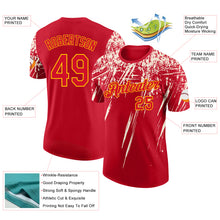 Laden Sie das Bild in den Galerie-Viewer, Custom Red Cream-Yellow Distressed Scratch Brush Stroke Performance T-Shirt
