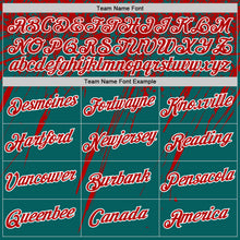 Charger l'image dans la galerie, Custom Teal Red-White Distressed Scratch Brush Stroke Performance T-Shirt
