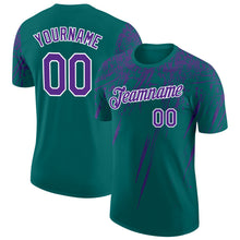 Загрузить изображение в средство просмотра галереи, Custom Teal Purple-White Distressed Scratch Brush Stroke Performance T-Shirt
