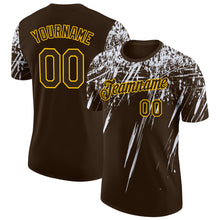 Charger l'image dans la galerie, Custom Brown White-Yellow Distressed Scratch Brush Stroke Performance T-Shirt
