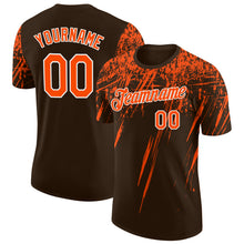 Laden Sie das Bild in den Galerie-Viewer, Custom Brown Orange-White Distressed Scratch Brush Stroke Performance T-Shirt
