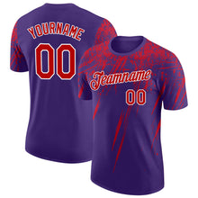 Загрузить изображение в средство просмотра галереи, Custom Purple Red-White Distressed Scratch Brush Stroke Performance T-Shirt

