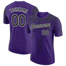 Charger l'image dans la galerie, Custom Purple Black-White Distressed Scratch Brush Stroke Performance T-Shirt
