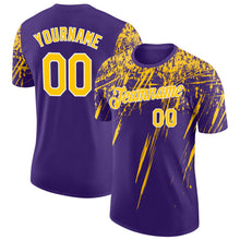 Charger l'image dans la galerie, Custom Purple Yellow-White Distressed Scratch Brush Stroke Performance T-Shirt
