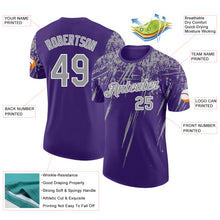 Load image into Gallery viewer, Custom Purple Gray-White Distressed Scratch Brush Stroke Performance T-Shirt
