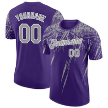 Load image into Gallery viewer, Custom Purple Gray-White Distressed Scratch Brush Stroke Performance T-Shirt
