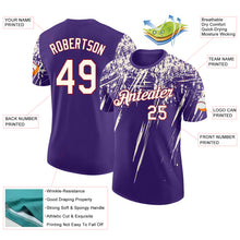 Load image into Gallery viewer, Custom Purple Cream-Crimson Distressed Scratch Brush Stroke Performance T-Shirt
