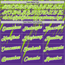 Charger l'image dans la galerie, Custom Purple Neon Green-White Distressed Scratch Brush Stroke Performance T-Shirt
