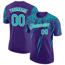 Laden Sie das Bild in den Galerie-Viewer, Custom Purple Aqua-White Distressed Scratch Brush Stroke Performance T-Shirt
