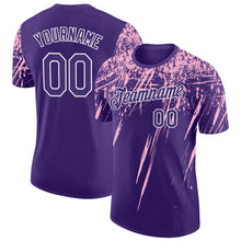 Load image into Gallery viewer, Custom Purple Light Pink-White Distressed Scratch Brush Stroke Performance T-Shirt
