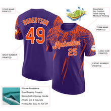 Laden Sie das Bild in den Galerie-Viewer, Custom Purple Orange-White Distressed Scratch Brush Stroke Performance T-Shirt
