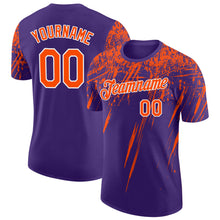 Laden Sie das Bild in den Galerie-Viewer, Custom Purple Orange-White Distressed Scratch Brush Stroke Performance T-Shirt
