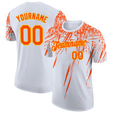 Charger l'image dans la galerie, Custom White Orange-Yellow Distressed Scratch Brush Stroke Performance T-Shirt
