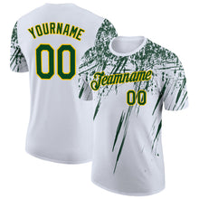 Загрузить изображение в средство просмотра галереи, Custom White Green-Yellow Distressed Scratch Brush Stroke Performance T-Shirt
