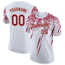 Charger l'image dans la galerie, Custom White Crimson-City Cream Distressed Scratch Brush Stroke Performance T-Shirt
