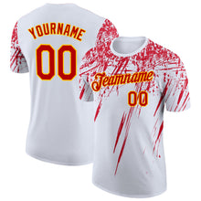 Загрузить изображение в средство просмотра галереи, Custom White Red-Yellow Distressed Scratch Brush Stroke Performance T-Shirt
