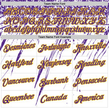 Charger l'image dans la galerie, Custom White Purple-Yellow Distressed Scratch Brush Stroke Performance T-Shirt
