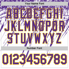 Charger l'image dans la galerie, Custom White Purple-Yellow Distressed Scratch Brush Stroke Performance T-Shirt
