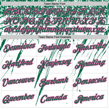 Charger l'image dans la galerie, Custom White Kelly Green-Pink Distressed Scratch Brush Stroke Performance T-Shirt
